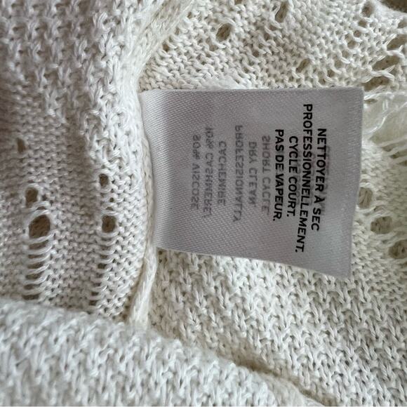 Classiques Entier White Lightweight Distressed Cashmere Blend Sweater Size Med - Picture 13 of 14